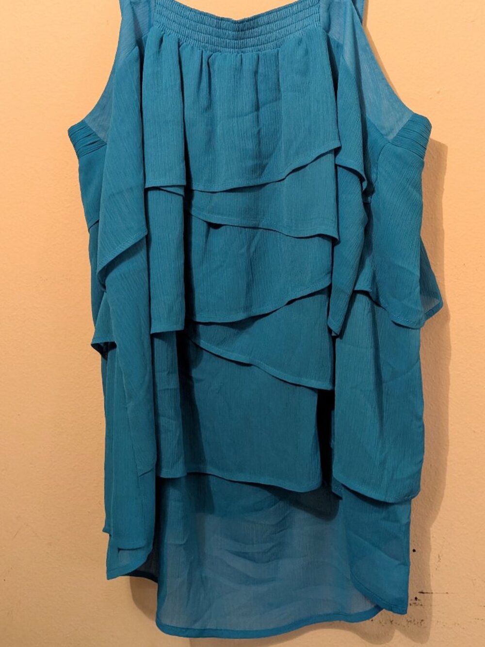 Lane Bryant Bright Blue Chiffon Layered Tank Blouse Size 22